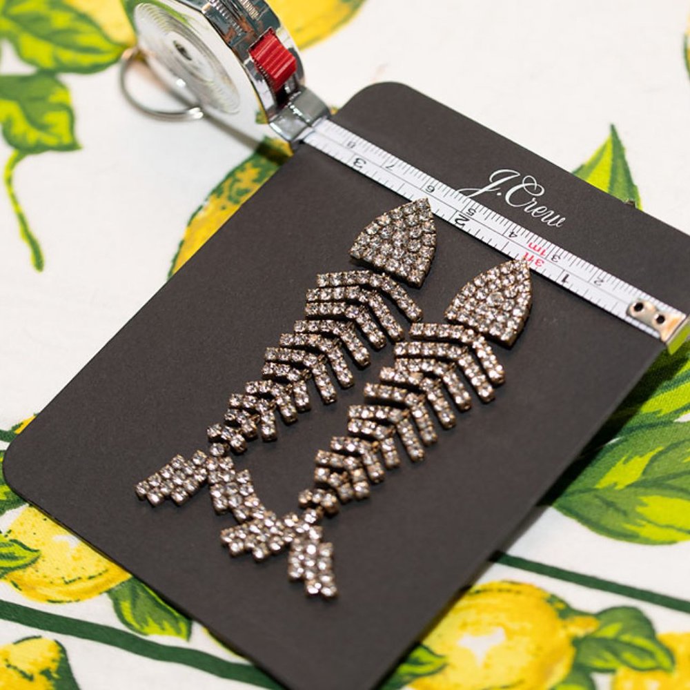 J Crew Fishbone Rhinestone Drop Earrings